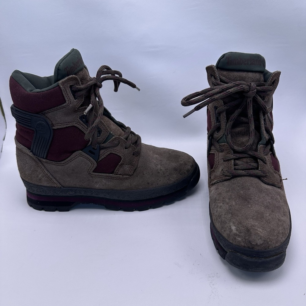 Timberland 95316 Men's 7M Brown Leather Hiking Boots Trail Vintage High Top